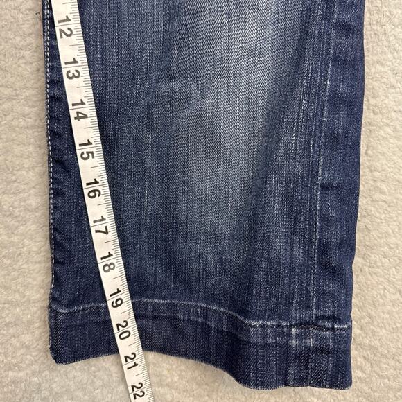 7 For All Mankind Dojo Crop Denim Jeans Wide Leg Size 28 Dark Wash Y2k Retro - Picture 5 of 9